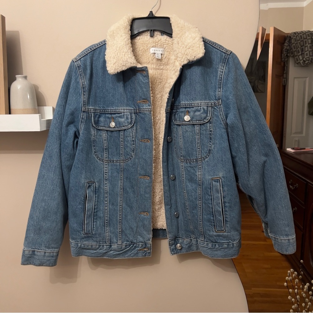 Topshop Sherpa-lined Denim Jacket